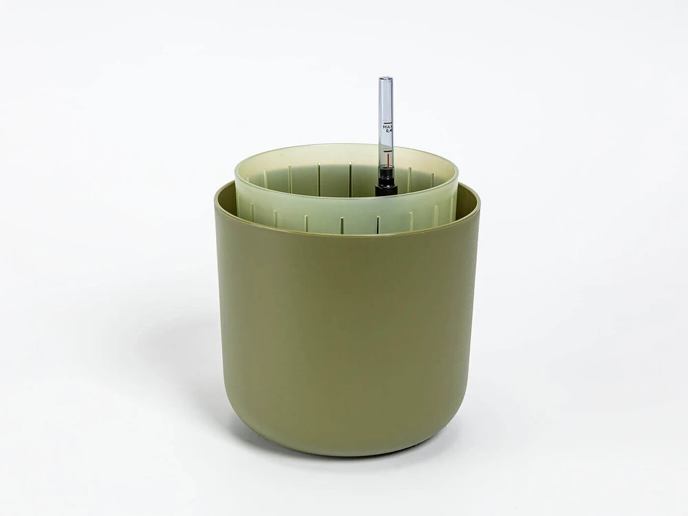 URBALIVE TOLITA AIR apvalus savaime laistomas vazonas 16 cm, smėlio spalvos