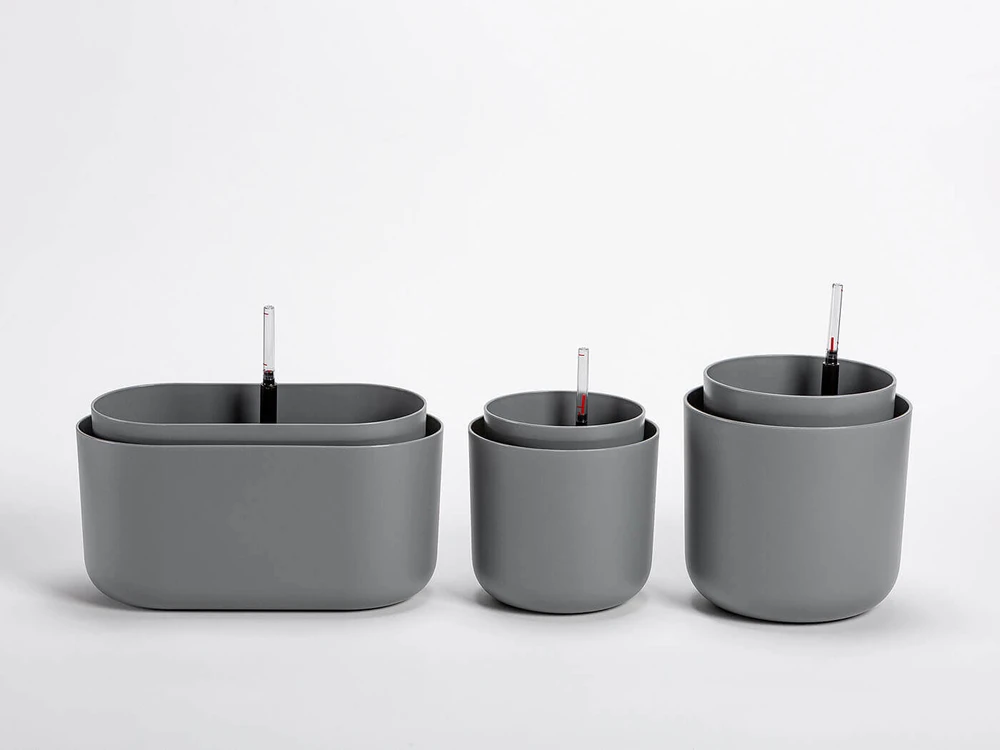URBALIVE TOLITA apvalus savaiminio drėkinimo vazonas, 19 cm, pilkas