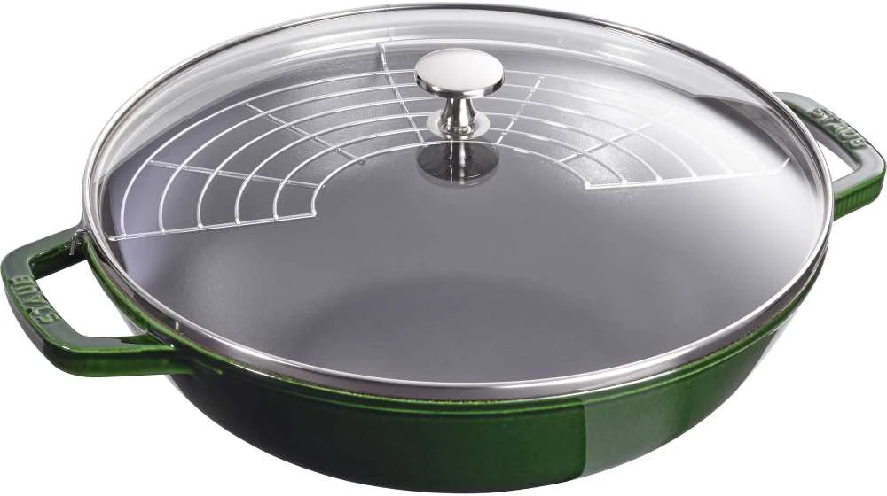 STAUB Ketaus wok su dangteliu 30 cm, žalias