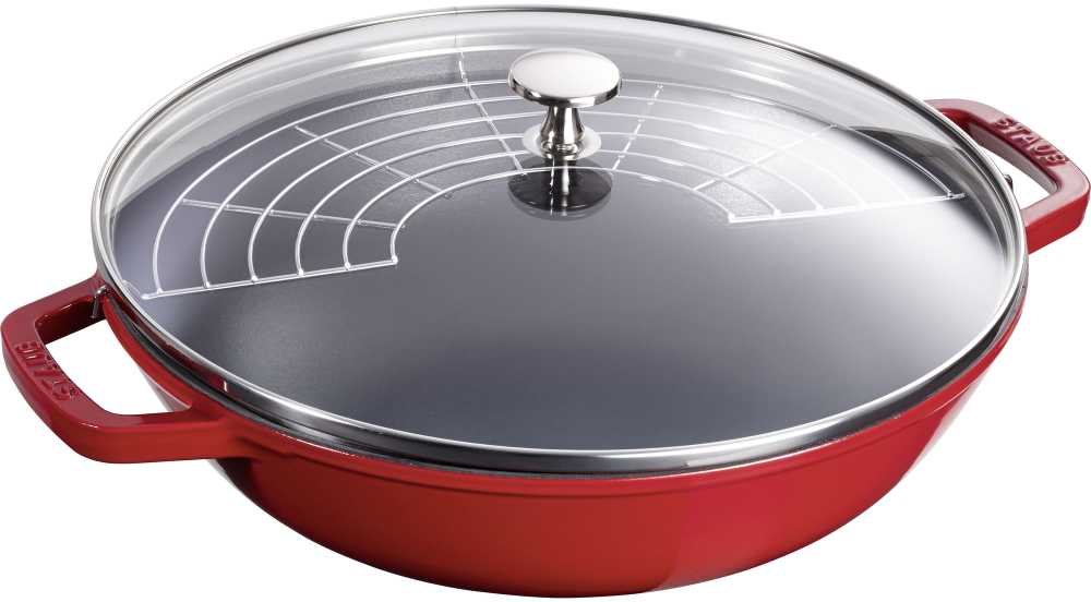 STAUB Wok żeliwny su dangteliu 30 cm, raudona