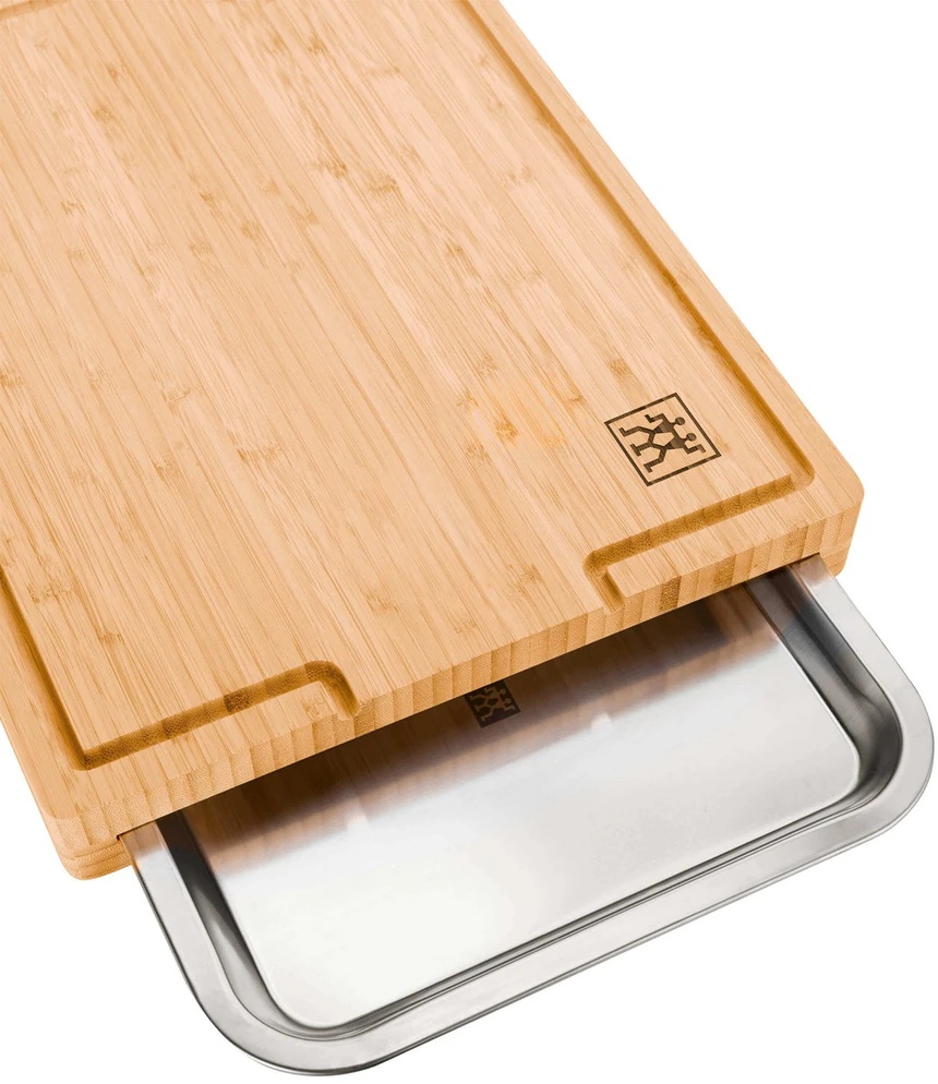 Zwilling - BBQ+ pjaustymo lentelė su padėklu - nerūdijančio plieno - 39 cm x 30 cm - bambuko