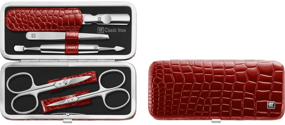 Zwilling komplektas do manicure - raudona etui, 5 dalys