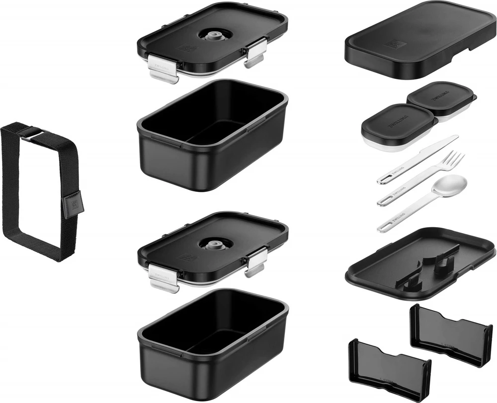 ZWILLING Fresh & Save vakuuminės pietų dėžutės, juodos matinės spalvos, 2 vnt.
