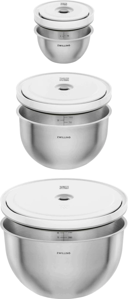 ZWILLING FRESH & SAVE 3 plieninių vakuuminių dubenėlių su dangčiu rinkinys