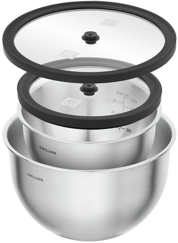 ZWILLING FRESH & SAVE Rinkinys 2 stalowych misek su dangteliu - sidabrinė
