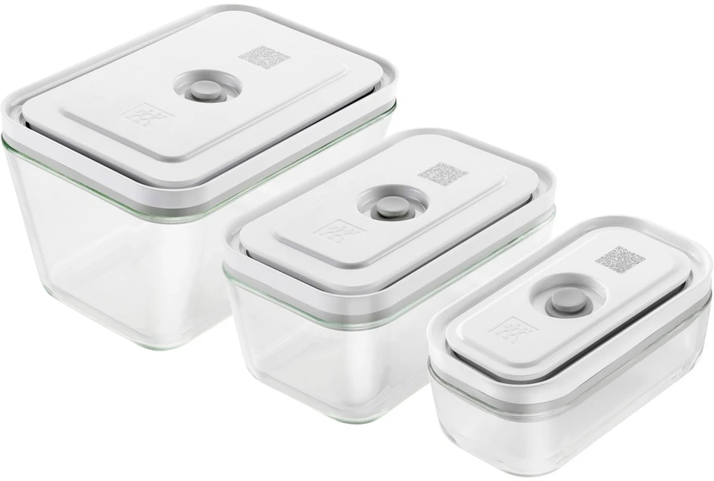 Stiklinių vakuuminių indų rinkinys ZWILLING Fresh & Save, dydžiai: S/M/L, 3 vnt. komplekte
