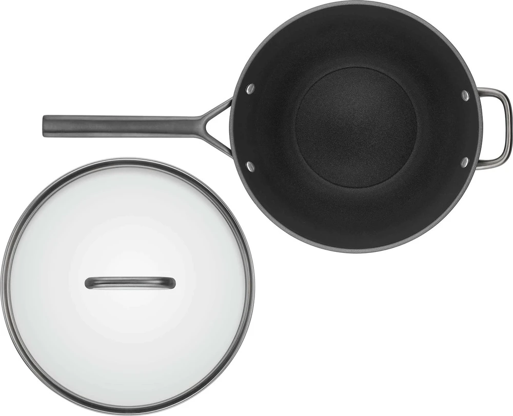 Keptuvė Zwilling ZWILLING Milano Wok with Glass Lid 30 cm, Juodas