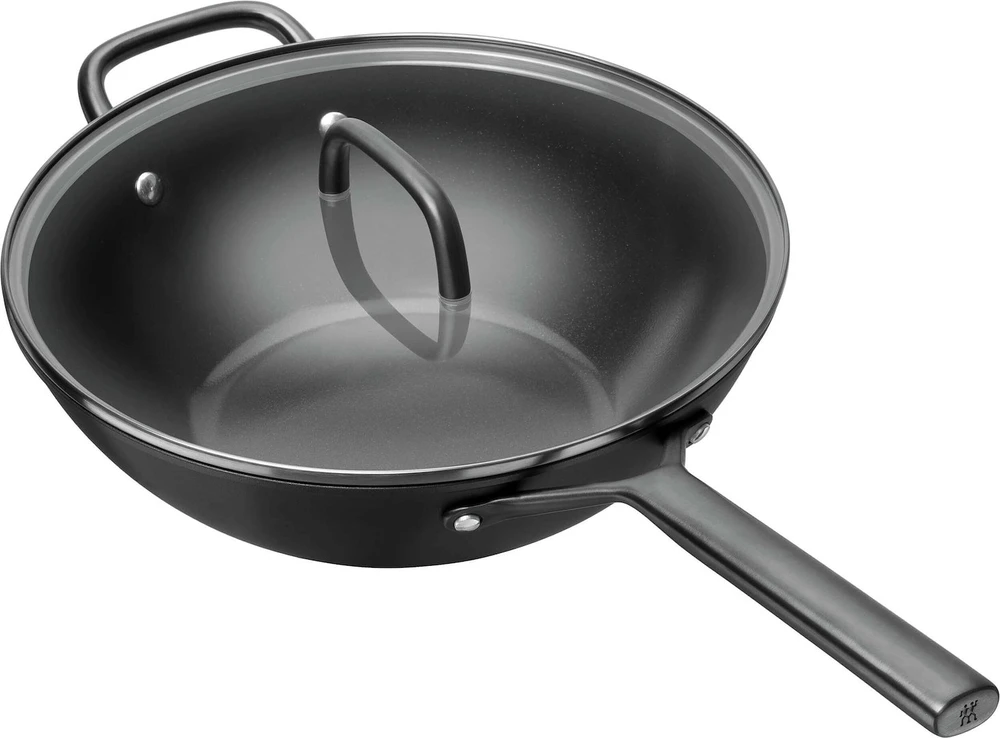 Keptuvė Zwilling ZWILLING Milano Wok with Glass Lid 30 cm, Juodas