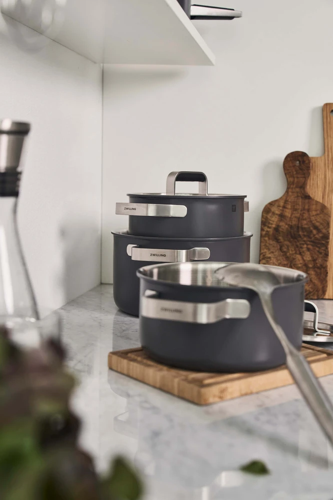 Zwilling - Pure puodų ir keptuvių rinkinys - pilkas - 3 dalių
