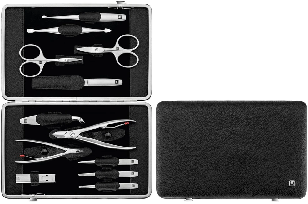 Zwilling komplektas do manicure – juoda skórzane etui, 12 dalys