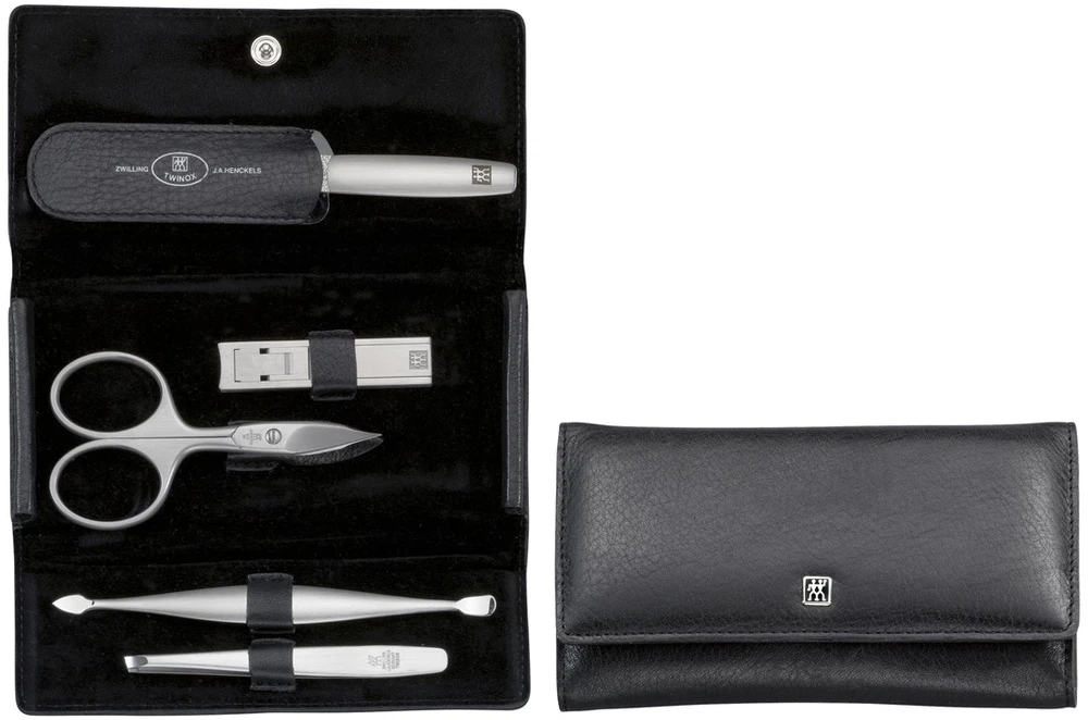 Zwilling komplektas do manicure – juoda skórzane etui, 5 dalys