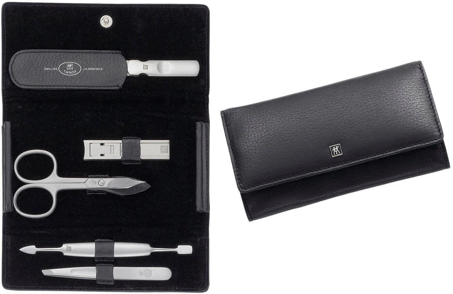 Zwilling komplektas do manicure – juoda skórzane etui, 5 dalys