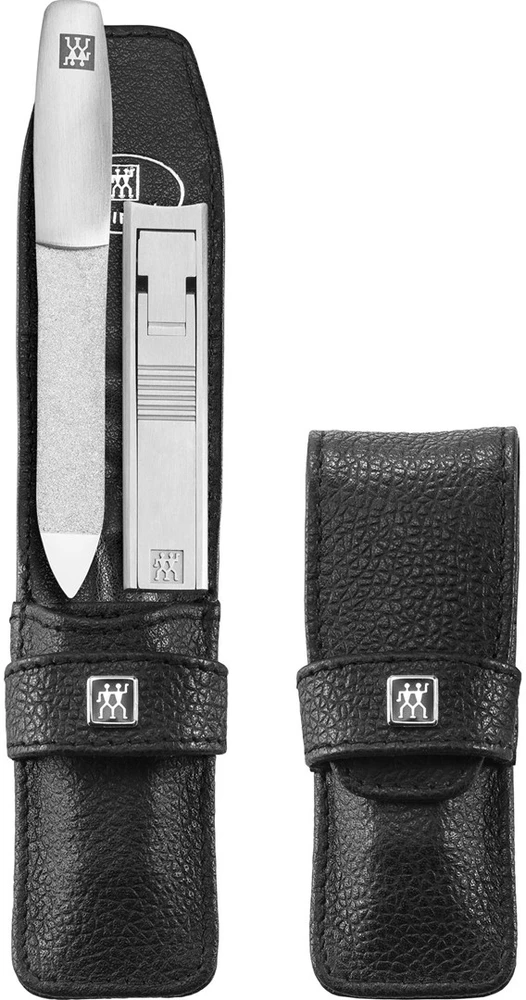ZWILLING TWINOX Rinkinys kelioninis - juoda skórzane etui, 2 elementy