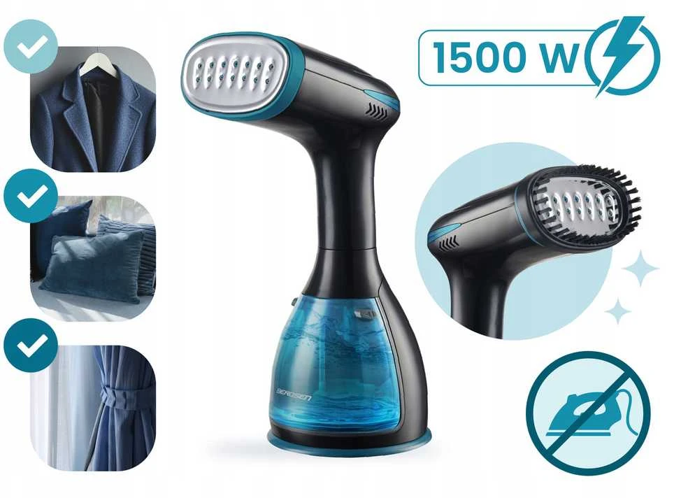1500W drabužių garintuvas – rankinis garinis lygintuvas su priedais
