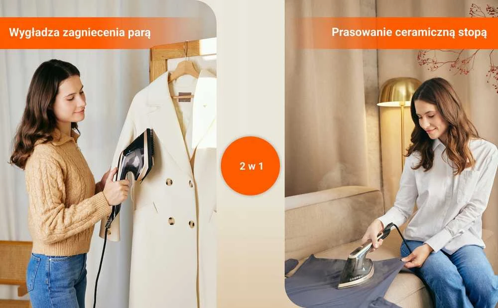 2in1 drabužių garintuvas ir lygintuvas MAGIO 1800W su LED ir garo reguliavimu