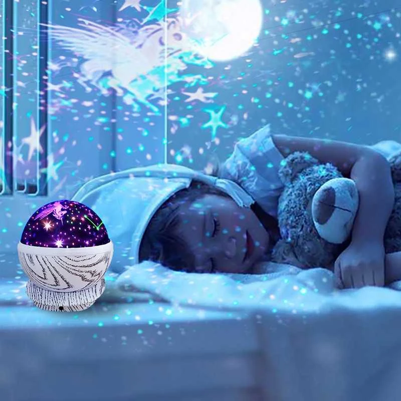 360° LED žvaigždžių projektorius su rotacija – puiki dovana vaikams
