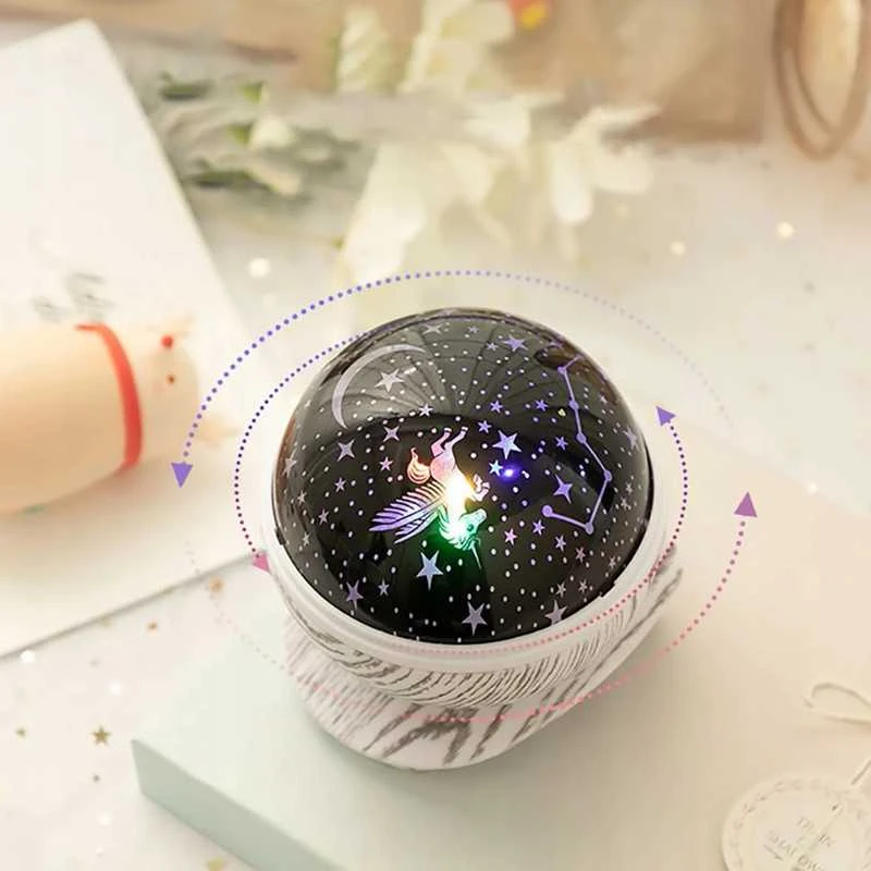 360° LED žvaigždžių projektorius su rotacija – puiki dovana vaikams