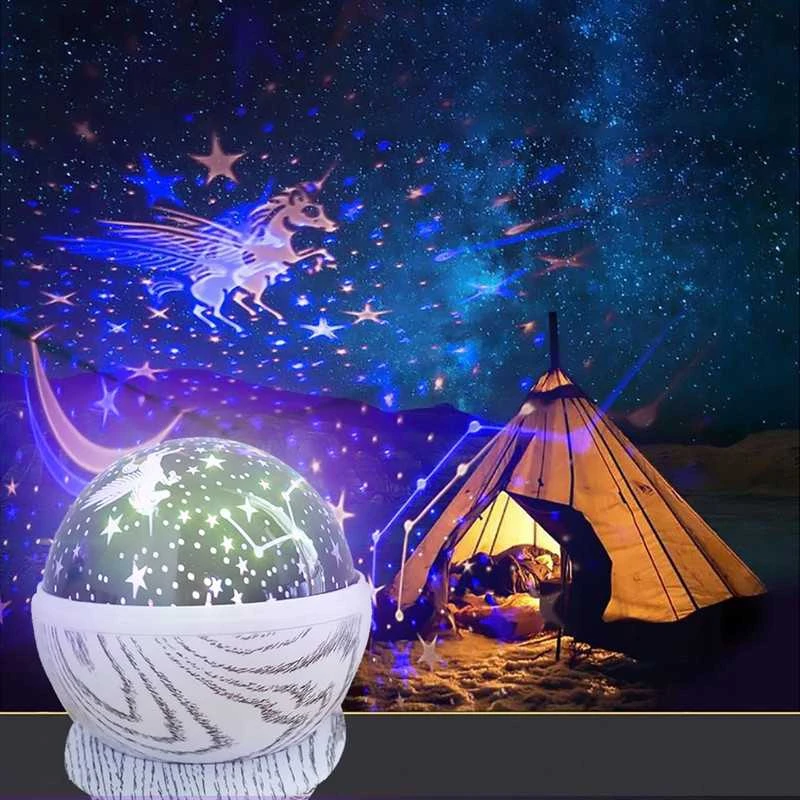 360° LED žvaigždžių projektorius su rotacija – puiki dovana vaikams
