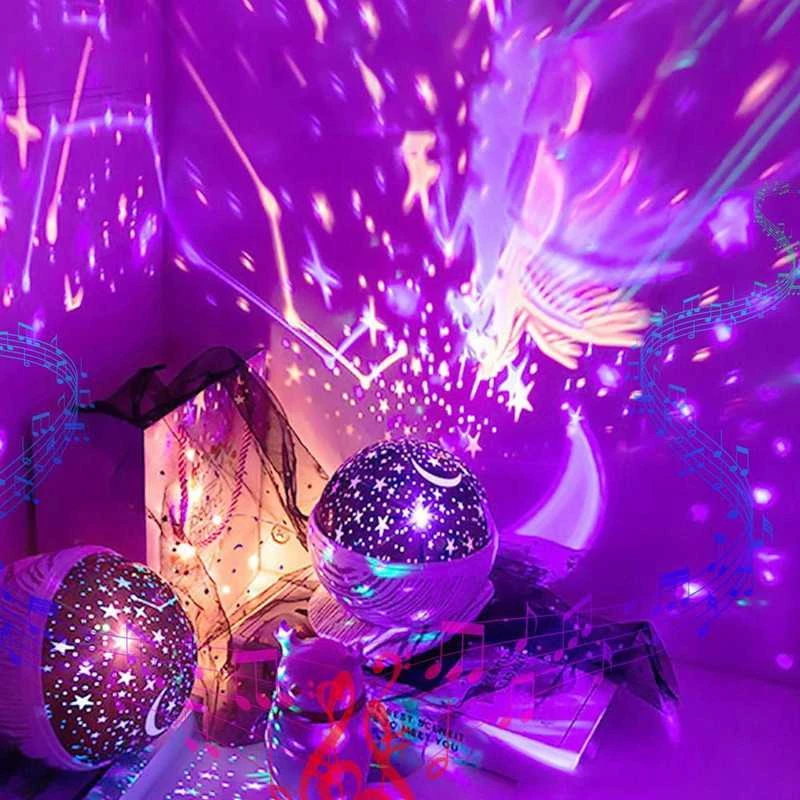 360° LED žvaigždžių projektorius su rotacija – puiki dovana vaikams