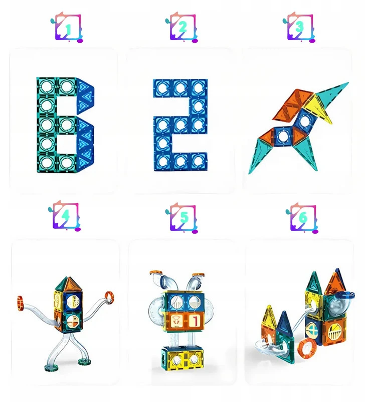 3D magnetinis katapultos konstruktorius vaikams, 132 dalys