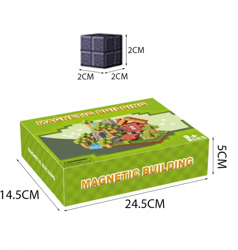 3D magnetinių pikselių kubelių rinkinys vaikams, 100 dalių