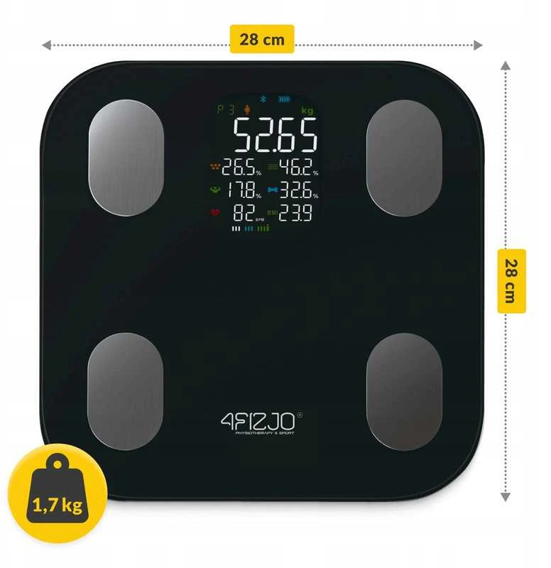 Analitinės elektroninės vonios svarstyklės – kūno riebalų matavimas, BMI, stiklinės (PRO)