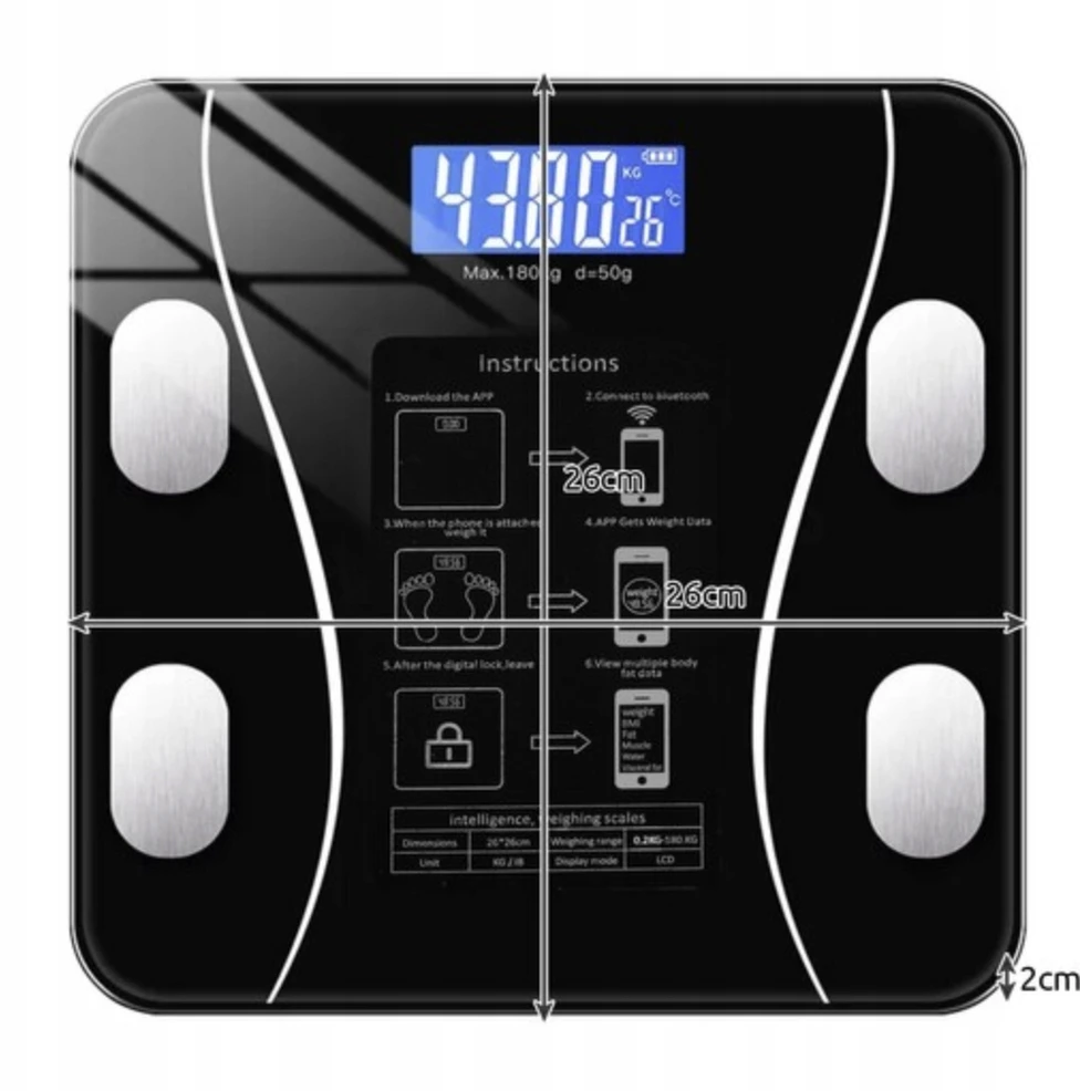 Analitinės svarstyklės, juodos, iki 180 kg