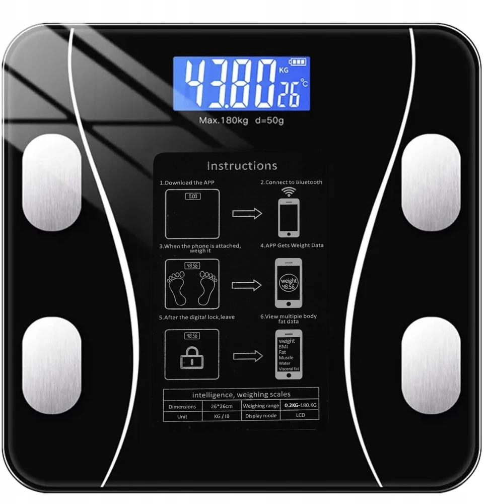 Analitinės svarstyklės, juodos, iki 180 kg