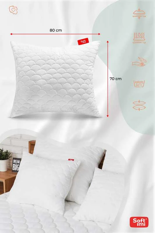 Antialerginių pagalvių komplektas 2 × 70 × 80 cm, storos, su užtrauktuku