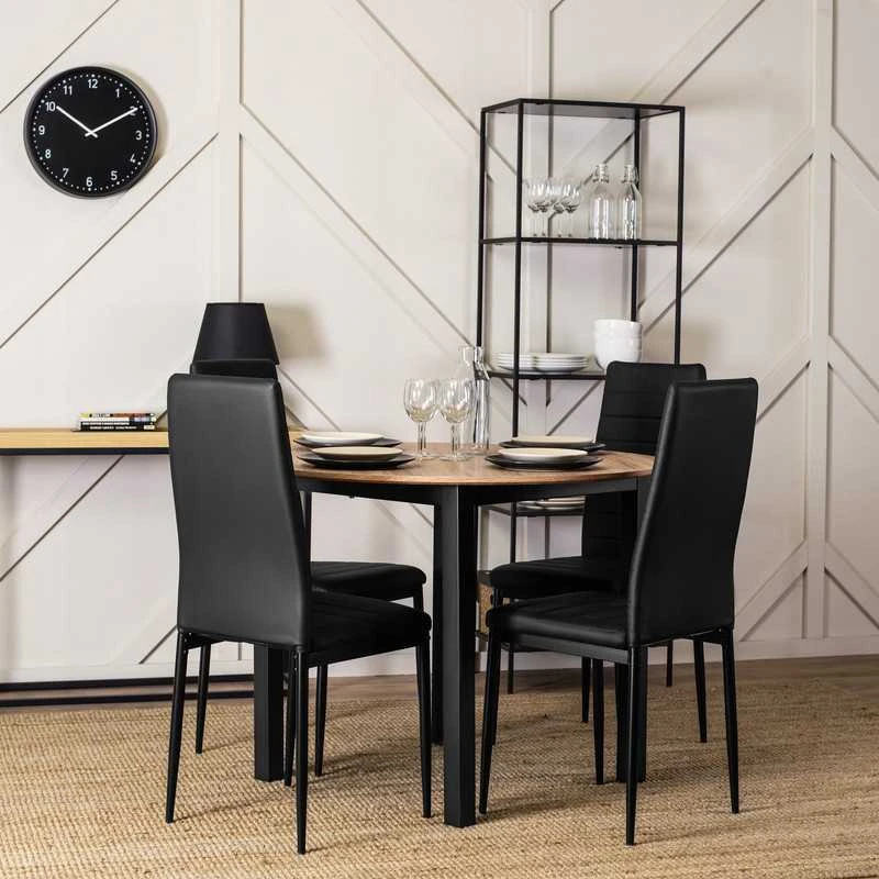 Apmušta kėdė NARIS juoda loft stiliaus virtuvei ir valgomajam
