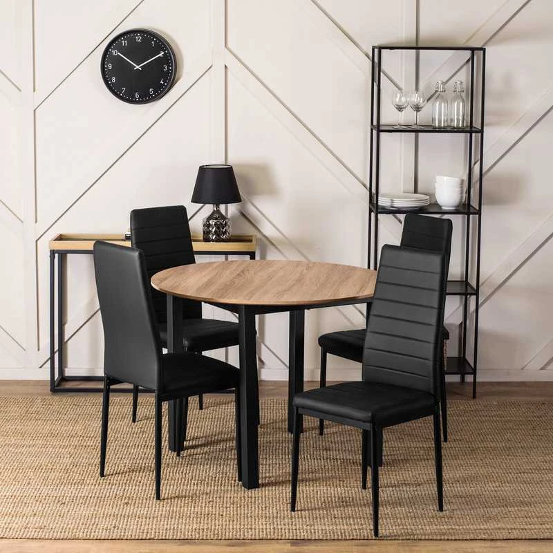 Apmušta kėdė NARIS juoda loft stiliaus virtuvei ir valgomajam