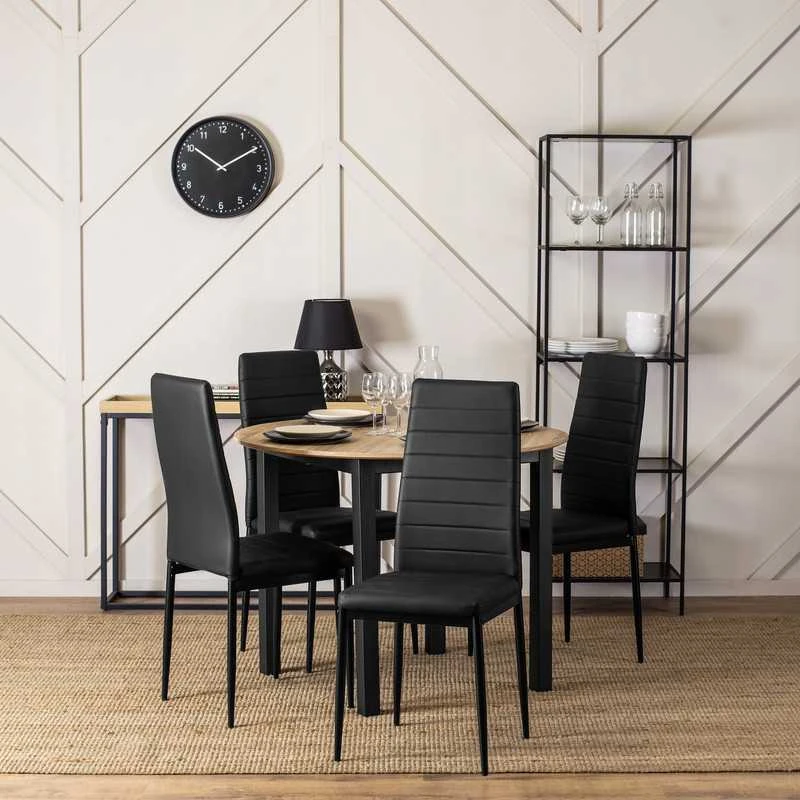 Apmušta kėdė NARIS juoda loft stiliaus virtuvei ir valgomajam