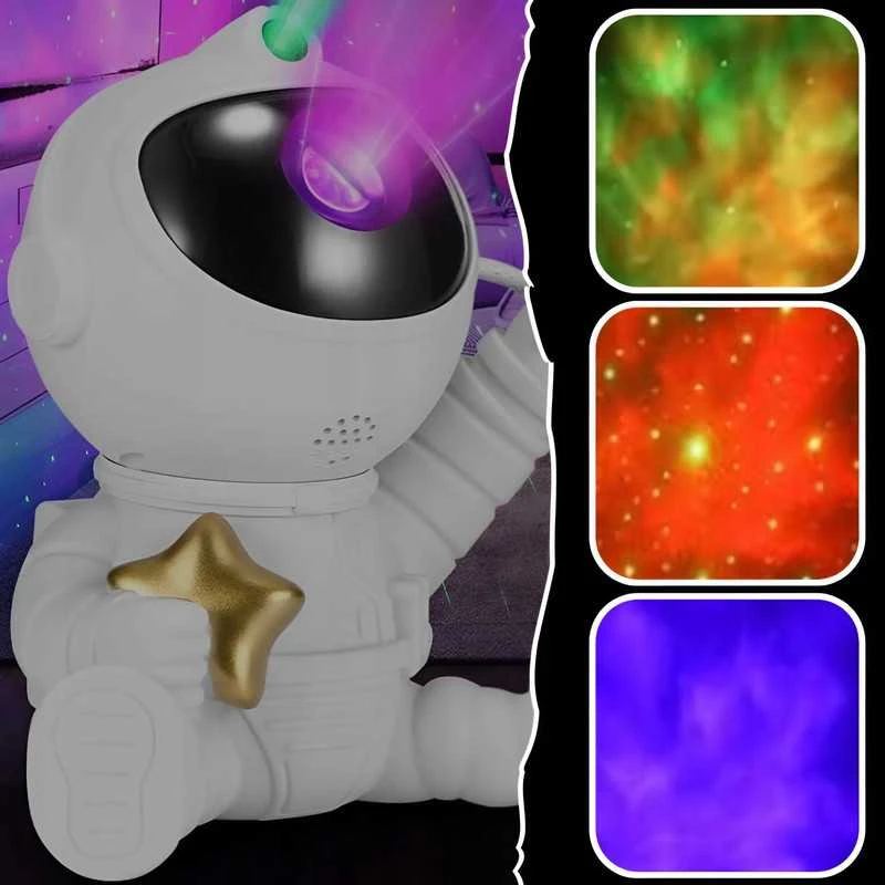 Astronauto žvaigždžių projektorius vaikams – LED lazerinė naktinė lempa