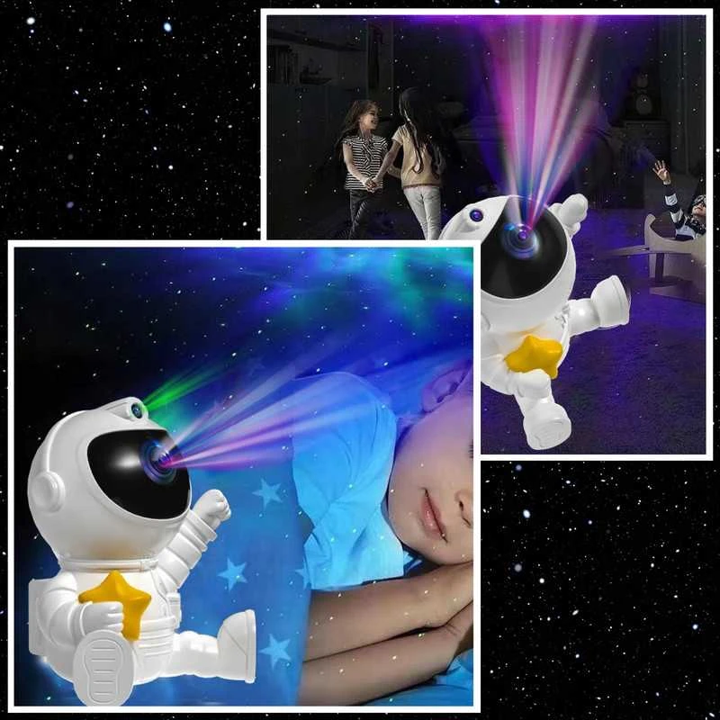 Astronauto žvaigždžių projektorius vaikams – LED lazerinė naktinė lempa