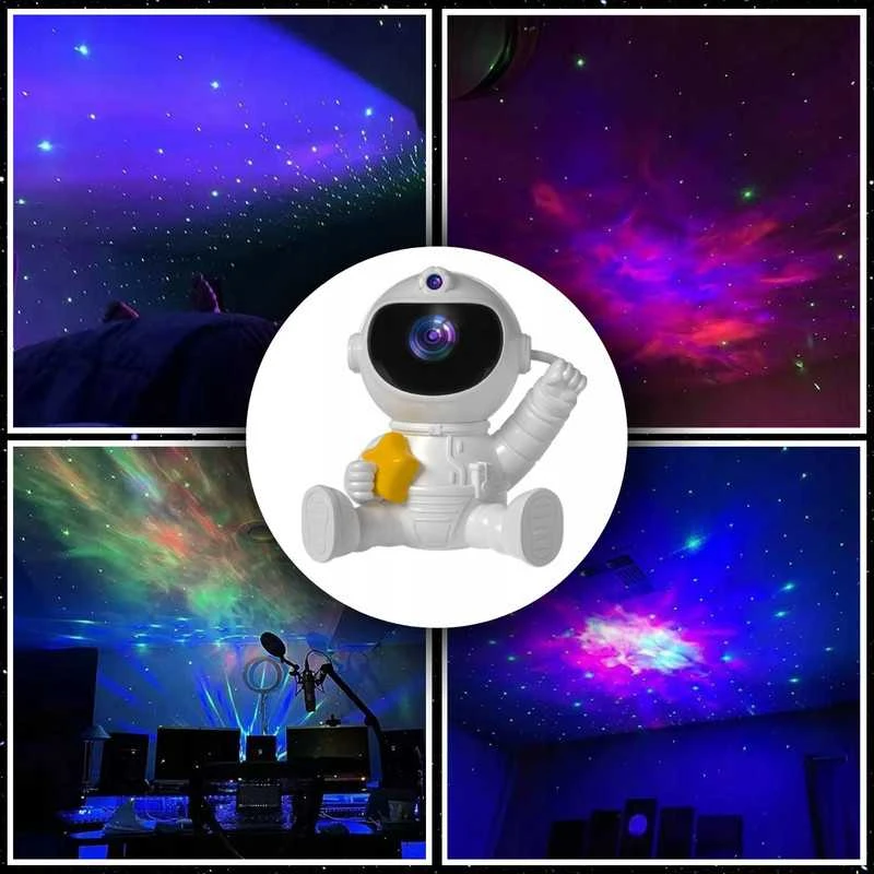 Astronauto žvaigždžių projektorius vaikams – LED lazerinė naktinė lempa
