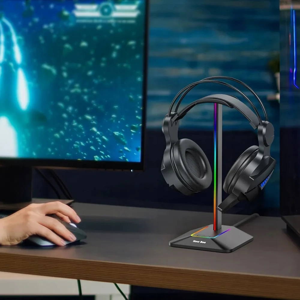 Ausinės Ausinių stovas New Bee Z8 su RGB apšvietimu