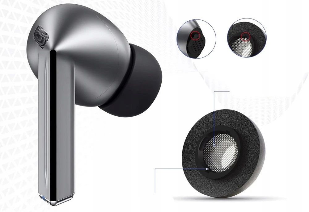 Ausinės MKF kQamil Atminties putų antgaliai Samsung Galaxy Buds 3 Pro, M, 2 vnt.