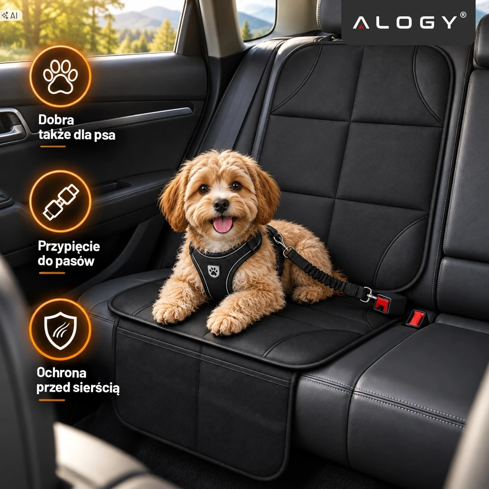 Automobilio sėdynės apsauginis kilimėlis Alogy, juodas