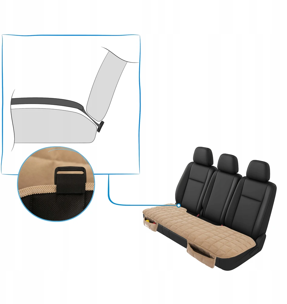 Automobilio sėdynės apsauginis kilimėlis PillowPrim, smėlio spalvos