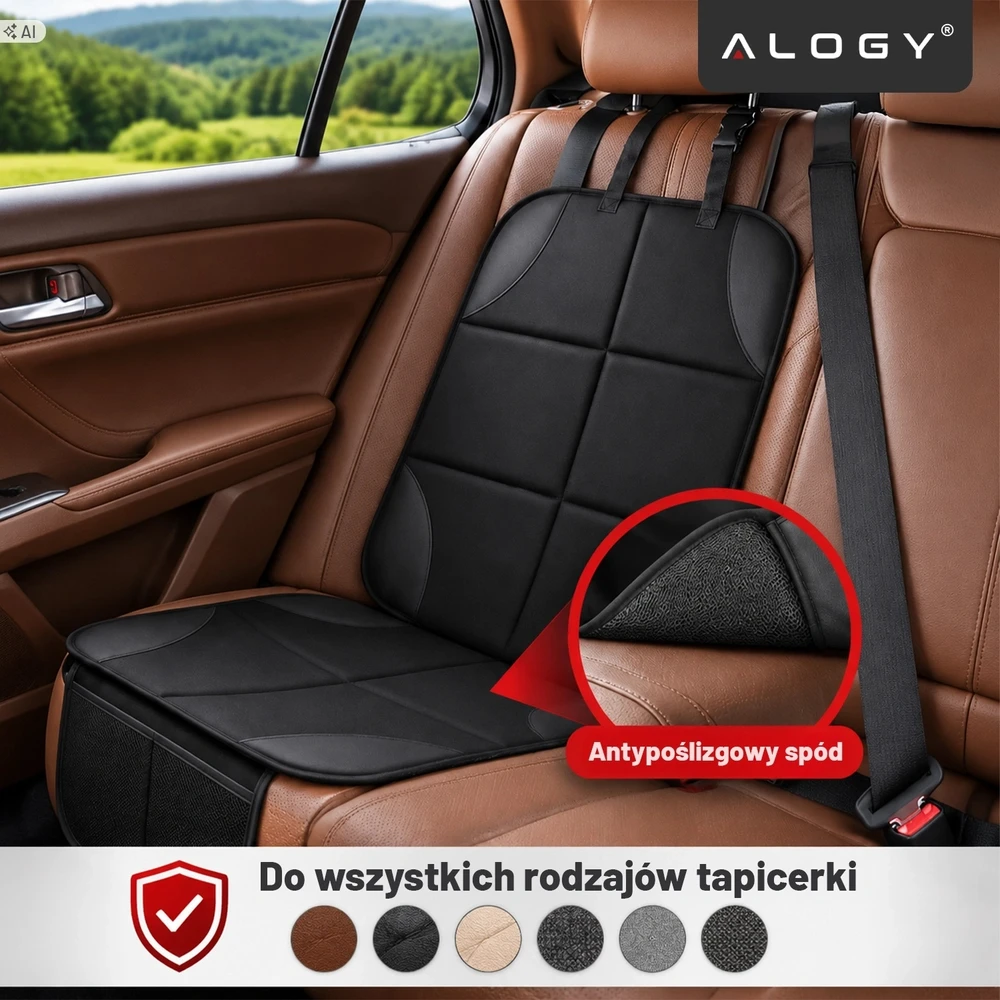 Automobilio sėdynės apsauginis kilimėlis Alogy, juodas