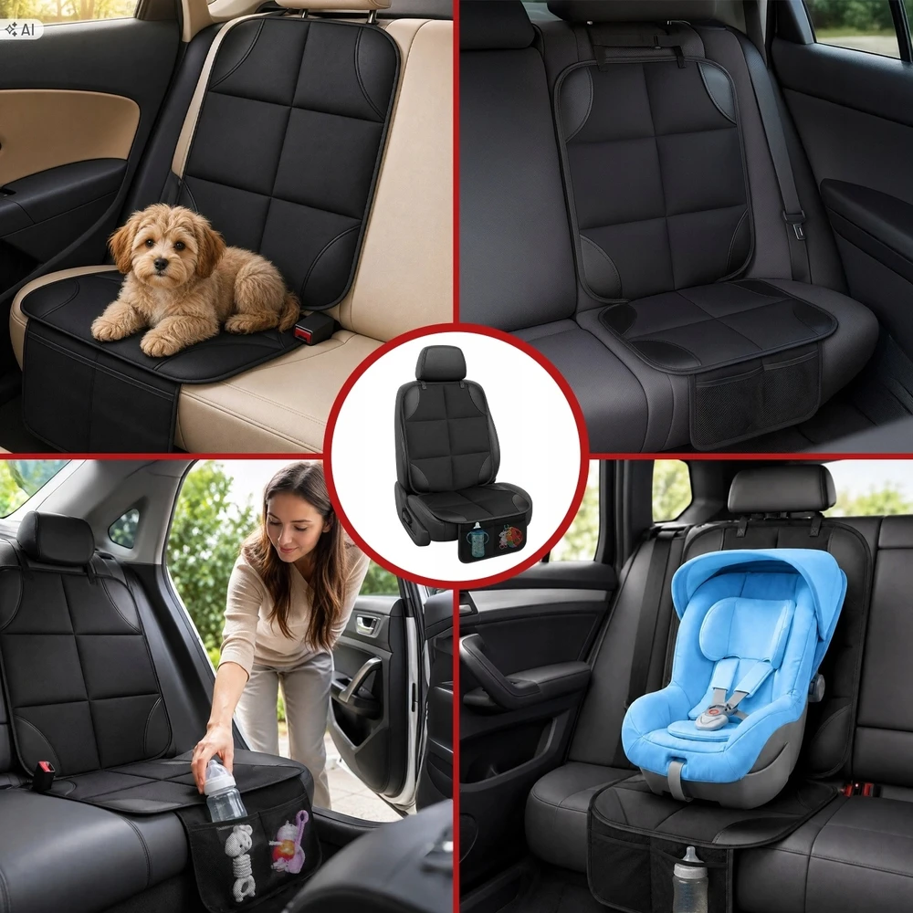 Automobilio sėdynės apsauginis kilimėlis Alogy, juodas