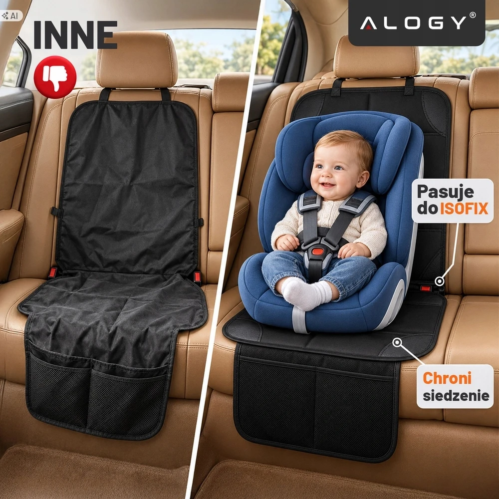 Automobilio sėdynės apsauginis kilimėlis Alogy, juodas