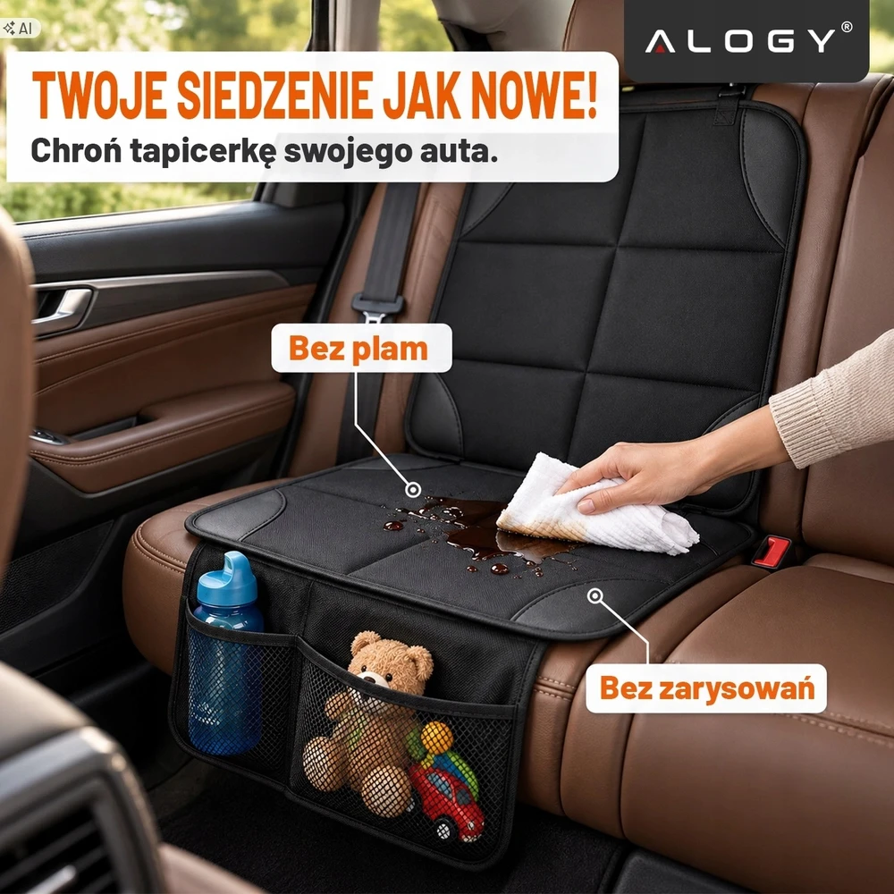Automobilio sėdynės apsauginis kilimėlis Alogy, juodas