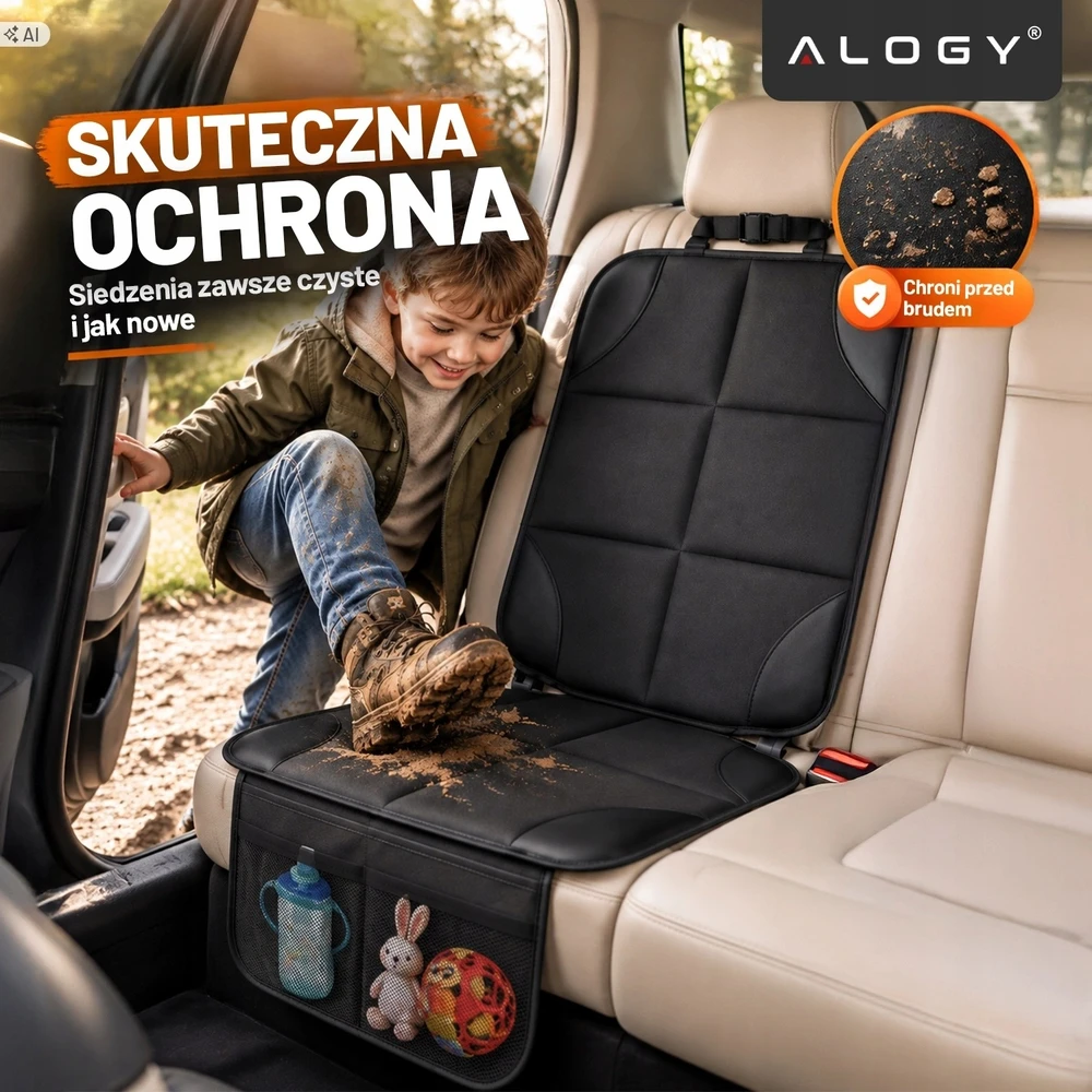 Automobilio sėdynės apsauginis kilimėlis Alogy, juodas