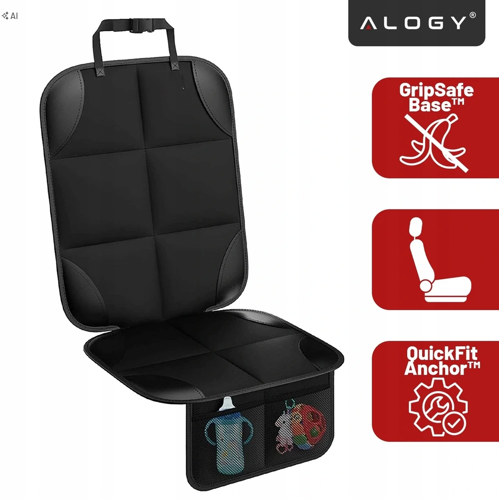 Automobilio sėdynės apsauginis kilimėlis Alogy, juodas