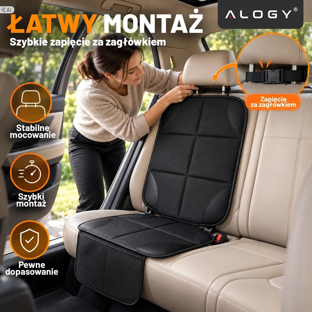 Automobilio sėdynės apsauginis kilimėlis Alogy, juodas