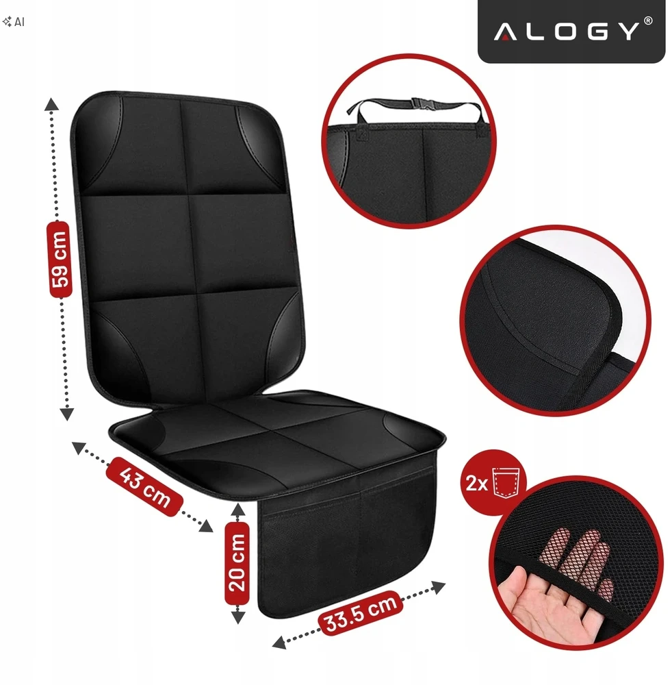 Automobilio sėdynės apsauginis kilimėlis Alogy, juodas