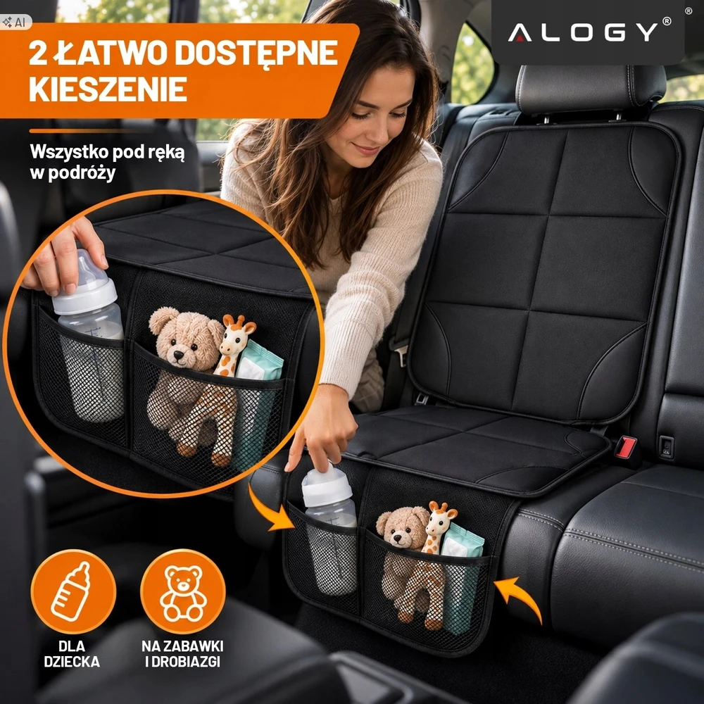 Automobilio sėdynės apsauginis kilimėlis Alogy, juodas