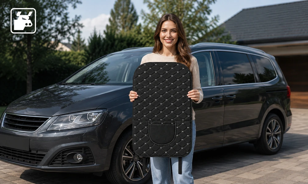 Automobilio sėdynės atlošo apsauga, juoda