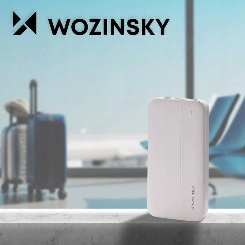 Baltas powerbankas – 10000 mAh, 2 USB jungtys, kompaktiškas dizainas